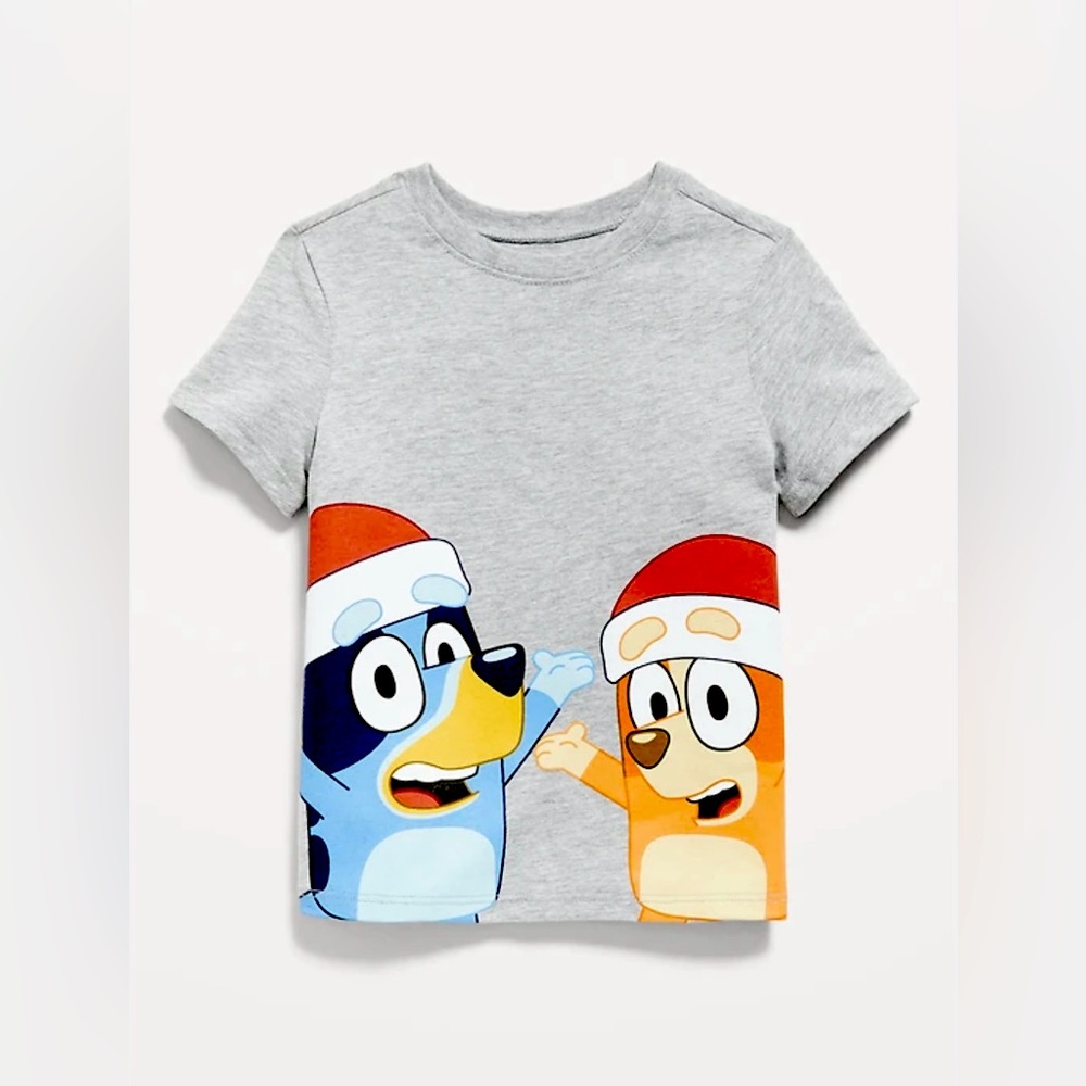 🛑 4 For $10 Old Navy Bluey and Bingo Christmas T-Shirt Grey Size 12-18 Mos NWT